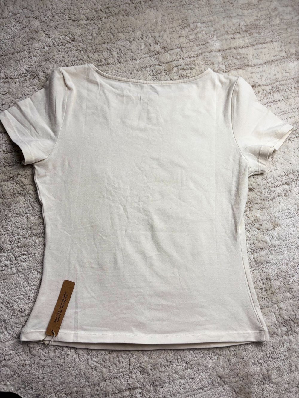 NWT EasyGala White Boat Neck Short Sleeve Top M